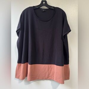 COS Color Block Black and Pink Short Sleeve Top